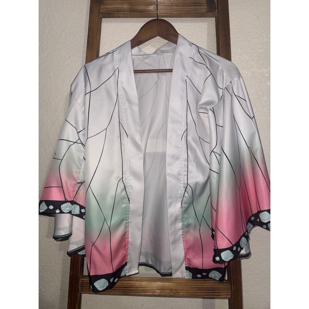 Shinobu Kocho Butterfly Haori Kimono Cosplay Cardigan Pink White XL